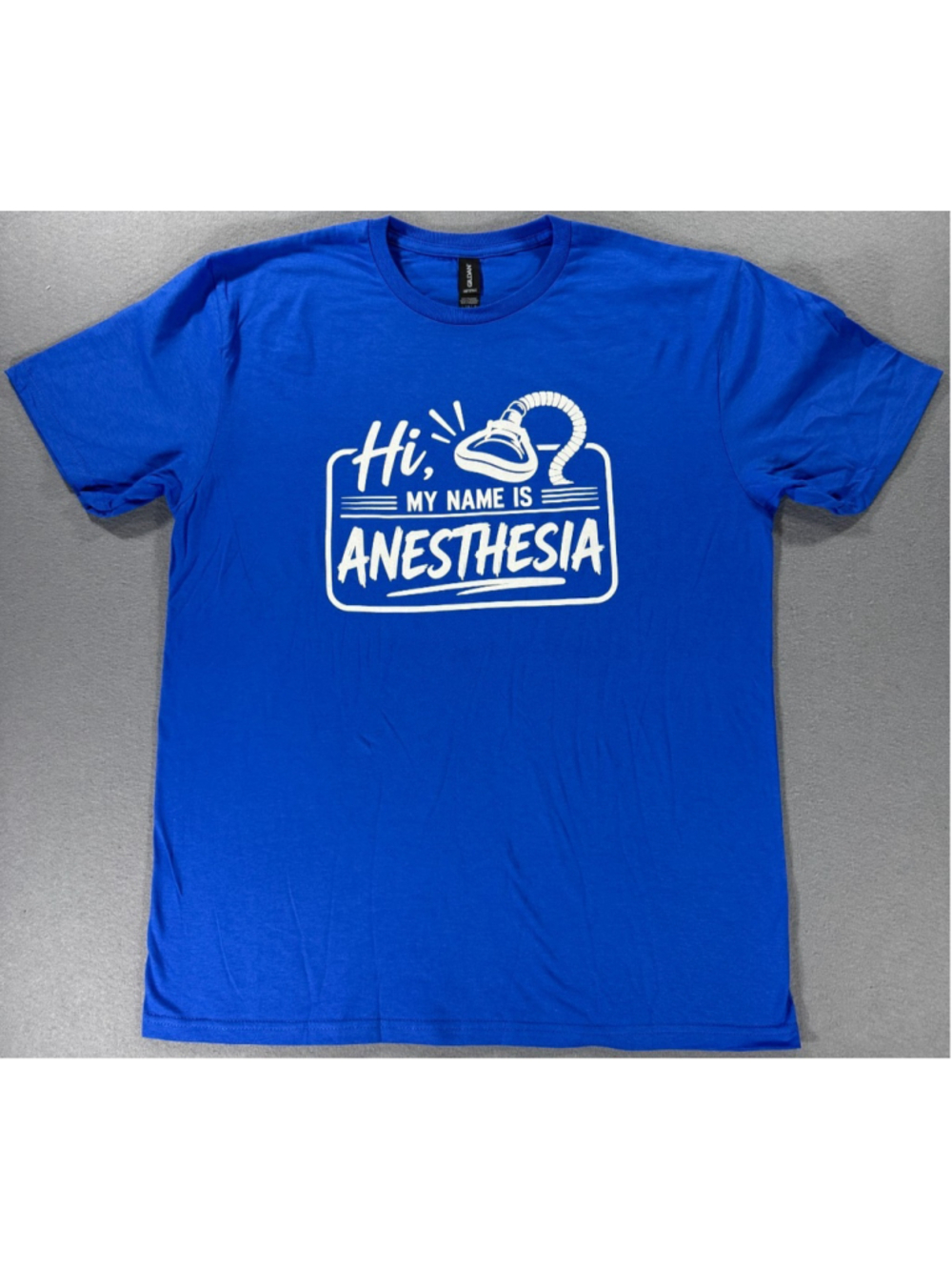 Custom "Hi, My Name Is Anesthesia" T-Shirt. Gildan Unisex Softstyle Sz. Large